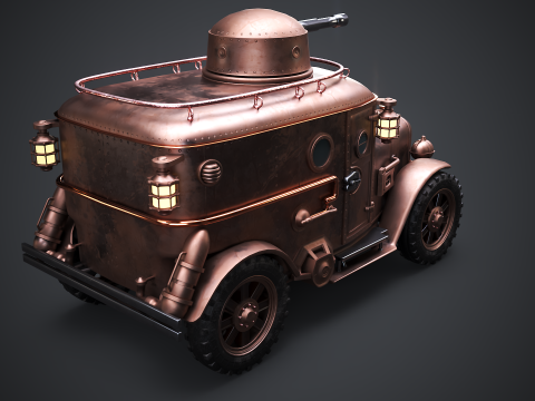 Furgone blindato Steampunk Modello 3D