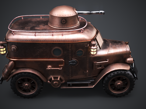 Furgone blindato Steampunk Modello 3D