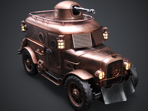 Furgone blindato Steampunk Modello 3D