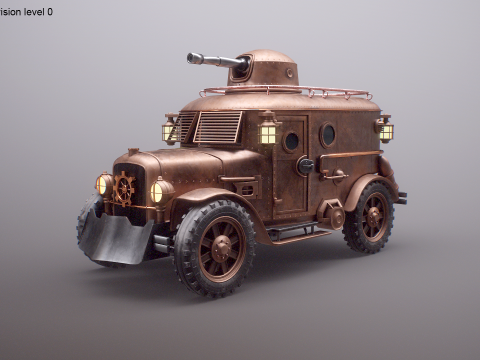 Furgone blindato Steampunk Modello 3D
