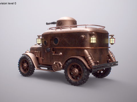 Furgone blindato Steampunk Modello 3D