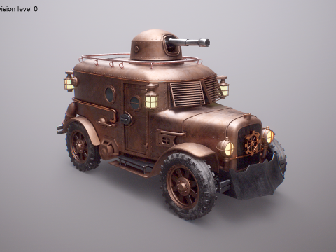 Furgone blindato Steampunk Modello 3D