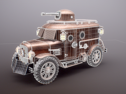 Furgone blindato Steampunk Modello 3D
