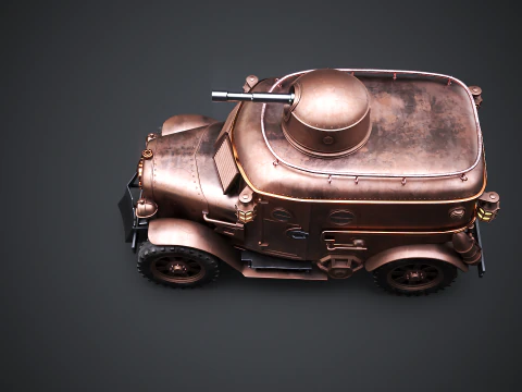 Van Lapis Baja Steampunk - Kendaraan Bertekstur PBR Model 3D