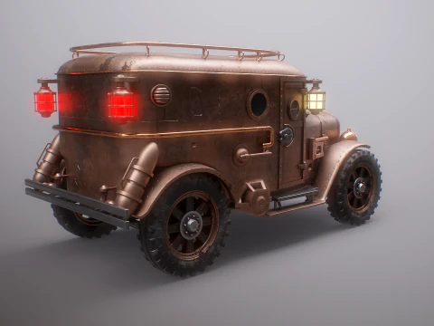 Furgone corazzato Steampunk LOD1 Modello 3D