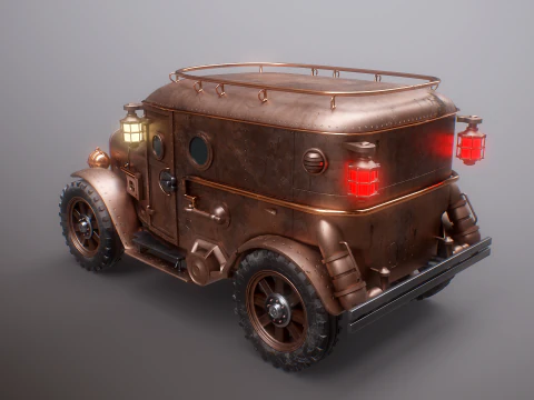 Furgone corazzato Steampunk LOD1 Modello 3D