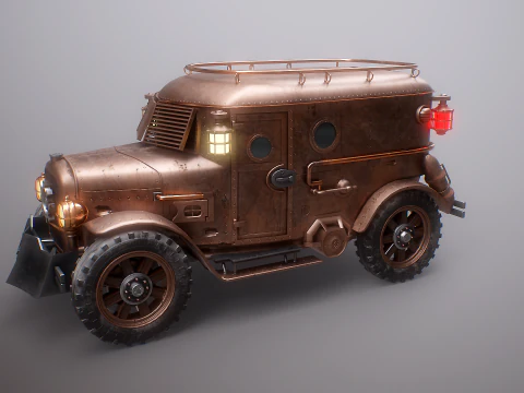 Furgone corazzato Steampunk LOD1 Modello 3D