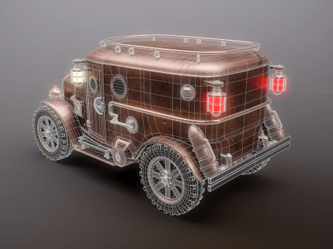 Furgone corazzato Steampunk LOD1 Modello 3D