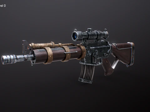 Fucile meccanico Steampunk con texture PBR Modello 3D