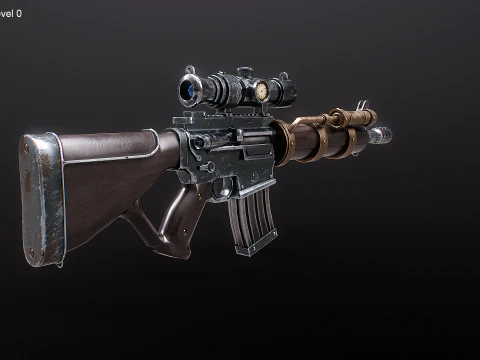 Fucile meccanico Steampunk con texture PBR Modello 3D