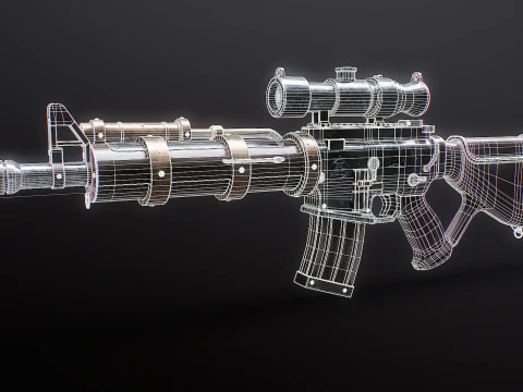 Fucile meccanico Steampunk con texture PBR Modello 3D