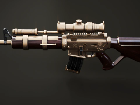 Fucile macchina Steampunk - Modello di arma altamente dettagliato con texture PBR Modello 3D