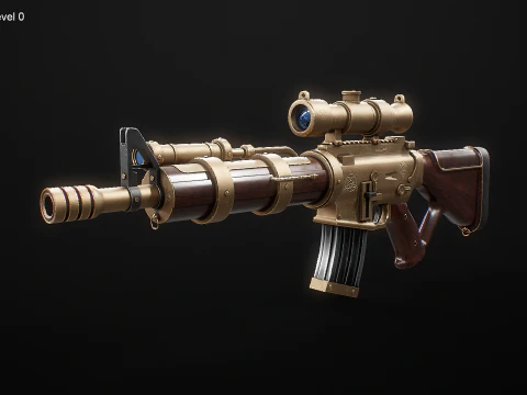 Fucile macchina Steampunk - Modello di arma altamente dettagliato con texture PBR Modello 3D