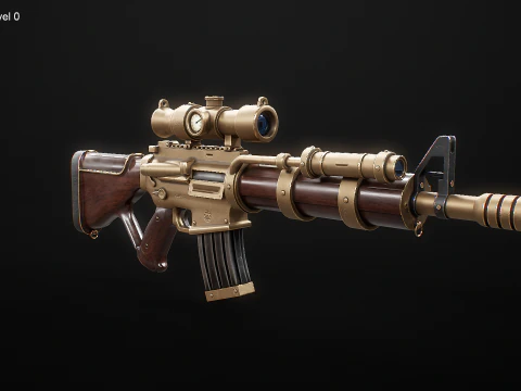 Fucile macchina Steampunk - Modello di arma altamente dettagliato con texture PBR Modello 3D