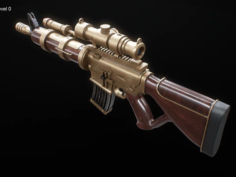 Fucile macchina Steampunk - Modello di arma altamente dettagliato con texture PBR Modello 3D