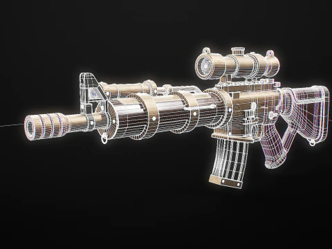 Fucile macchina Steampunk - Modello di arma altamente dettagliato con texture PBR Modello 3D