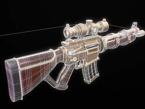 Fucile macchina Steampunk - Modello di arma altamente dettagliato con texture PBR Modello 3D