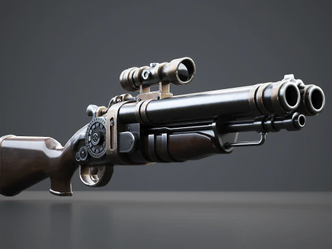 Escopeta Steampunk con Texturas PBR Modelo 3D