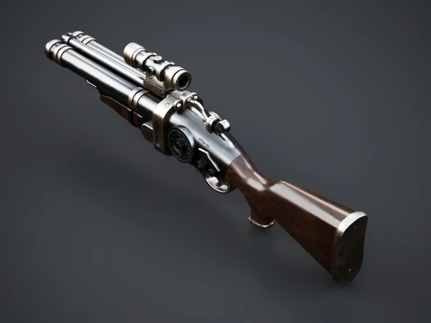 Fucile Steampunk con texture PBR Modello 3D