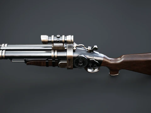 Fucile Steampunk con texture PBR Modello 3D