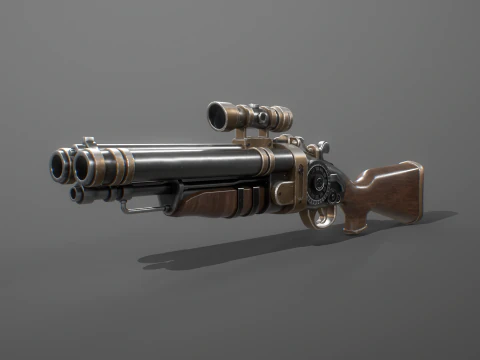 Fucile Steampunk con texture PBR Modello 3D