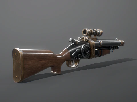 Fucile Steampunk con texture PBR Modello 3D