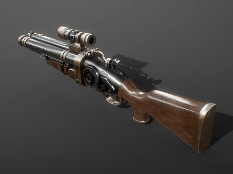 Fucile Steampunk con texture PBR Modello 3D