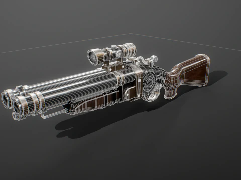 Fucile Steampunk con texture PBR Modello 3D