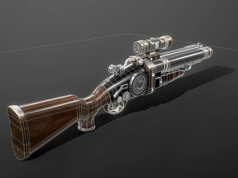 Fucile Steampunk con texture PBR Modello 3D