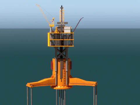 Old TPL Tension Leg Oil Platform 3D Model