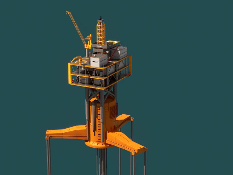 Old TPL Tension Leg Oil Platform 3D Model