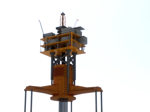 Old TPL Tension Leg Oil Platform 3D Model