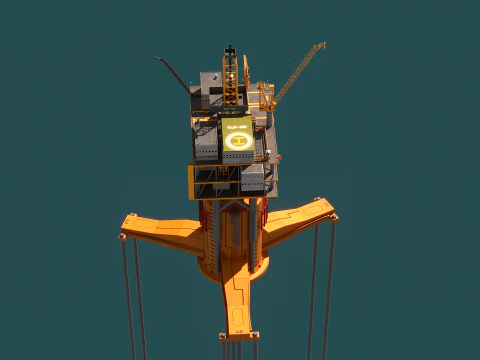 Old TPL Tension Leg Oil Platform 3D Model