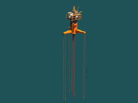 Old TPL Tension Leg Oil Platform 3D Model