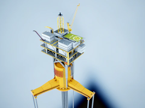 Old TPL Tension Leg Oil Platform 3D Model