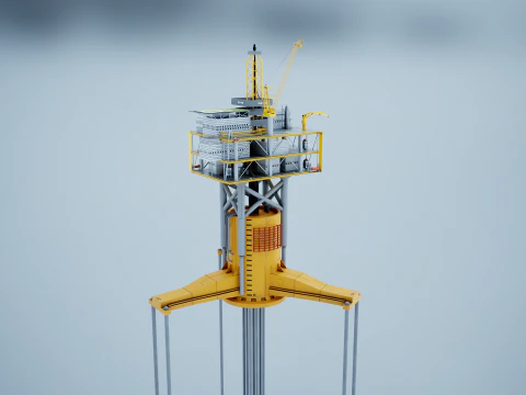Old TPL Tension Leg Oil Platform 3D Model