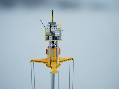 Old TPL Tension Leg Oil Platform 3D Model