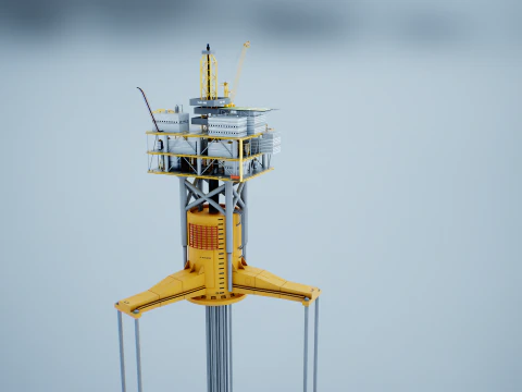 Old TPL Tension Leg Oil Platform 3D Model