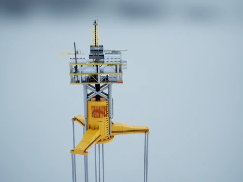 Old TPL Tension Leg Oil Platform 3D Model