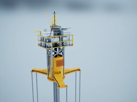 Old TPL Tension Leg Oil Platform 3D Model