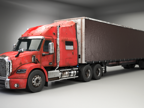 Уживана спальна кабіна напіввантажівки з причепом із шторою 3D Модель