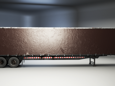 Cabina letto per semirimorchio invecchiata usata con rimorchio telonato Modello 3D