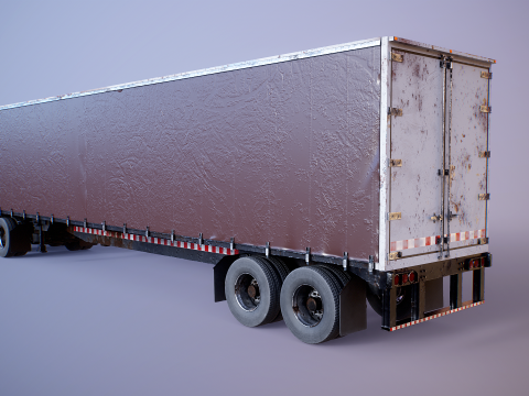 Cabina letto per semirimorchio invecchiata usata con rimorchio telonato Modello 3D