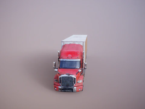 Used Aged Semi Truck Sleeper Cab with Curtain Trailer 3D Model