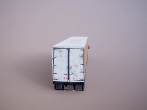 Used Aged Semi Truck Sleeper Cab with Curtain Trailer 3D Model