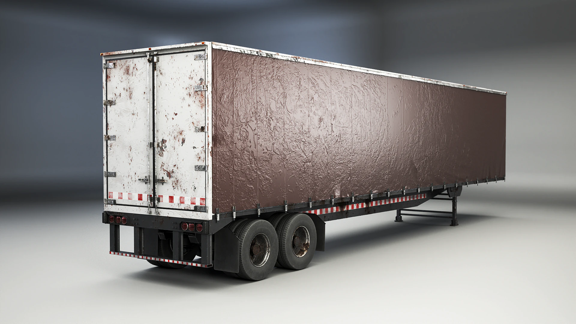 Rimorchio telonato usato Modello 3D .c4d .max .obj .3ds .fbx .stl .blend 