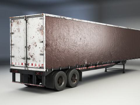 Вживаний шторний причіп 3D Модель