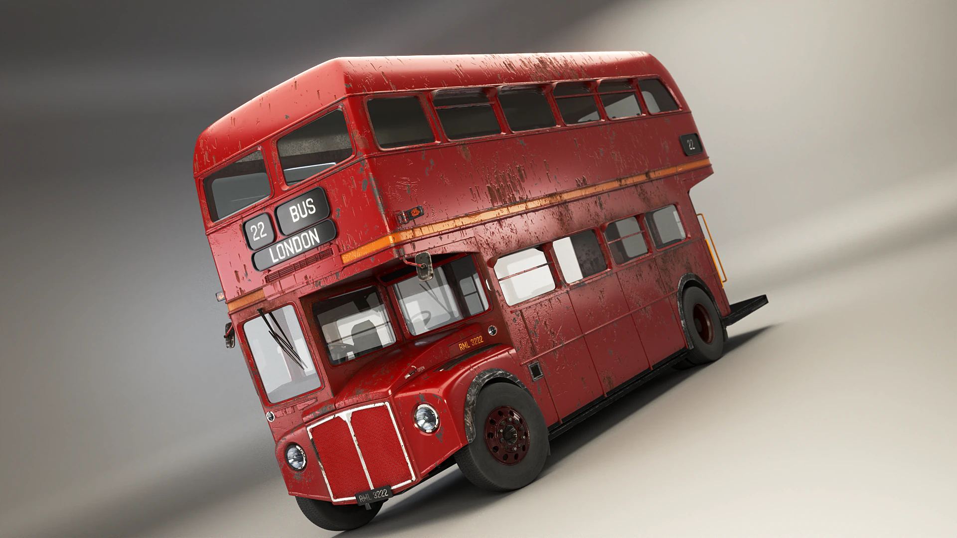 Autobus classico londinese Routemaster invecchiato Modello 3D .c4d .max .obj .3ds .fbx .stl .blend 