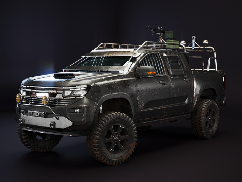 Caminhonete do Apocalipse Negro Modelo 3D