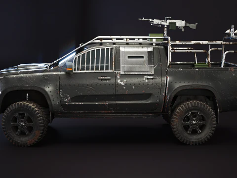 Black Apocalypse Pickup Truck 3D Model